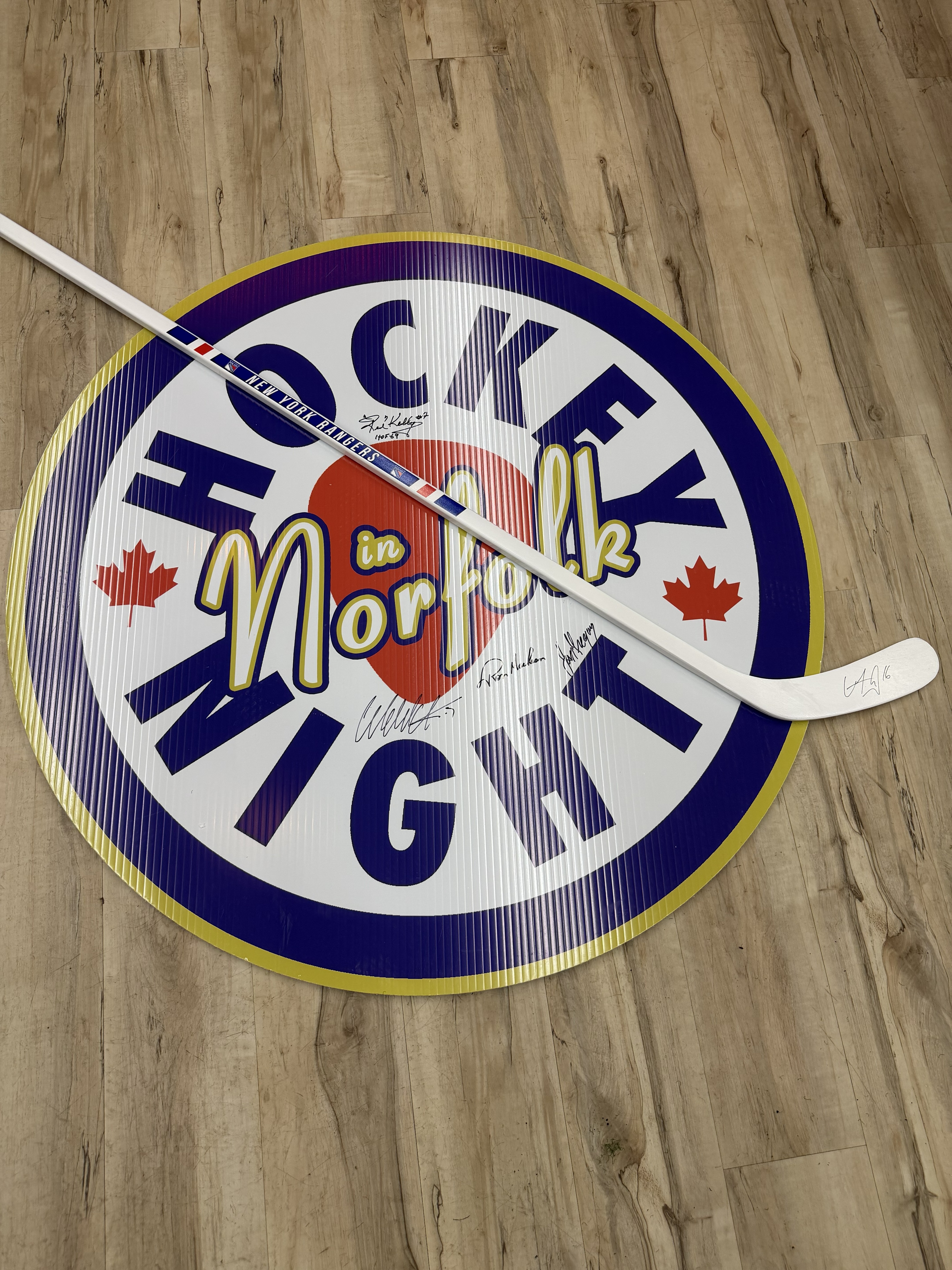Signed Vincent Trocheck Stick & Autographed Hockey Night in Norfolk Poster